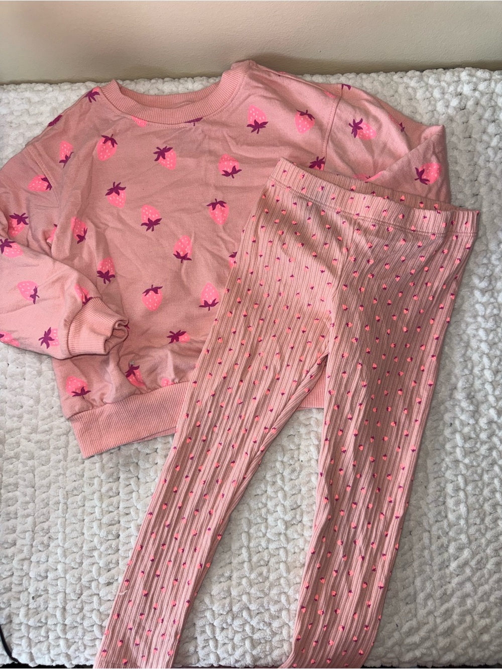 Pink Strawberry Print Kids Set